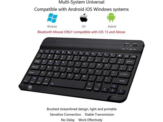 Ultra-Slim Bluetooth Keyboard and Mouse Combo Rechargeable Portable Wireless Keyboard Mouse Set for Apple iPad iPhone iOS 13 and Above Samsung...