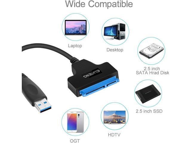 E USB 3.0 to SATA Cable for 2.5 HDD/SSD Adapter SATA to USB Cable 22 Pin 7+15 HDD/SSD Cord 5 Gbps High Speed Support UASP Serial SATA III Hard Disk...