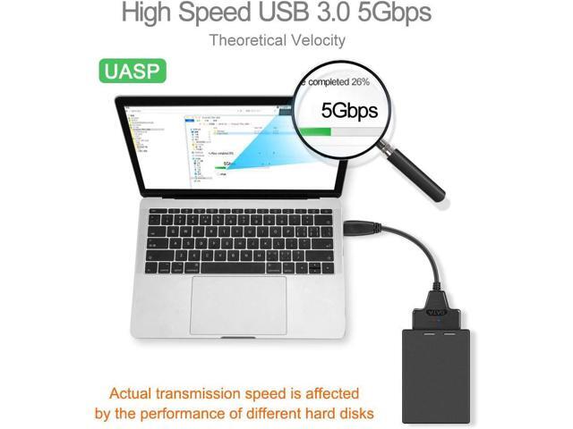E USB 3.0 to SATA Cable for 2.5 HDD/SSD Adapter SATA to USB Cable 22 Pin 7+15 HDD/SSD Cord 5 Gbps High Speed Support UASP Serial SATA III Hard Disk...
