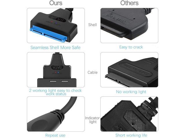 E USB 3.0 to SATA Cable for 2.5 HDD/SSD Adapter SATA to USB Cable 22 Pin 7+15 HDD/SSD Cord 5 Gbps High Speed Support UASP Serial SATA III Hard Disk...