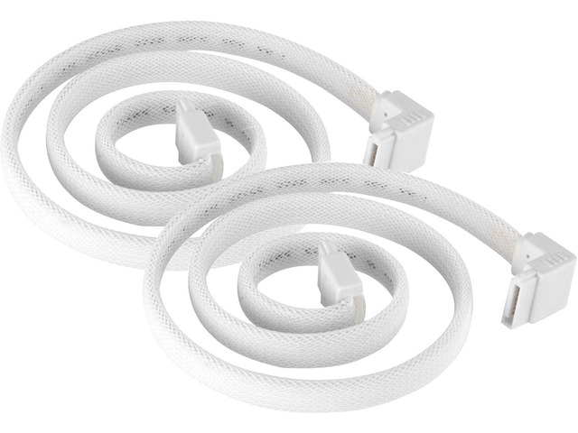 SilverStone Technology CP08W 90 Degree SATA 3 Sleeved White Cable with EMI Guard for 6Gb/s 2-Pack, SST-CP08W-USA-2PACK