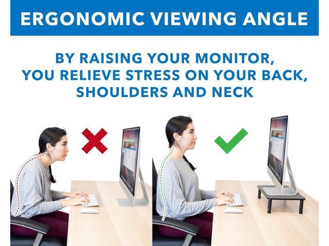 Mount-It! Metal Monitor Riser 2-Pack Height Adjustable Computer Display and Laptop Stand for Desktop Fits Up to 32' Screens, 44 Lbs Capacity,...