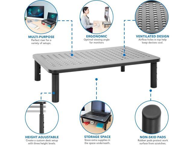 Mount-It! Metal Monitor Riser 2-Pack Height Adjustable Computer Display and Laptop Stand for Desktop Fits Up to 32' Screens, 44 Lbs Capacity,...