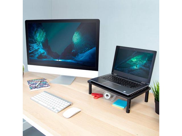 Mount-It! Metal Monitor Riser 2-Pack Height Adjustable Computer Display and Laptop Stand for Desktop Fits Up to 32' Screens, 44 Lbs Capacity,...