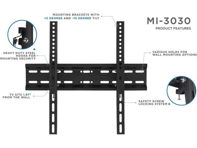 Tilting Flatscreen Wall Mount TV for 30, 32, 37, 39, 40, 42, 43, 47, 49, 50, 55 inch LED, LCD, and Plasma televisions - 77 lbs Capacity, 2' Low...