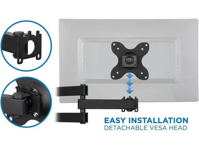 Mount-It! Small TV Monitor Wall Mount Arm VESA Wall Mount Bracket Fits 19 20 21 22 23 24 25 26 27 Inch Display Screens 75 100 VESA and RV...