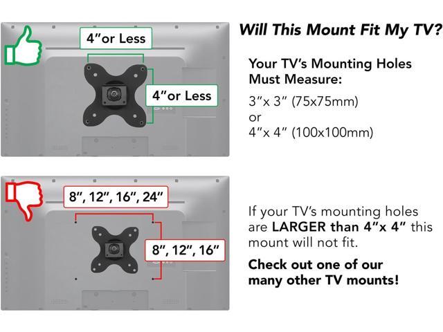 Mount-It! Small TV Monitor Wall Mount Arm VESA Wall Mount Bracket Fits 19 20 21 22 23 24 25 26 27 Inch Display Screens 75 100 VESA and RV...