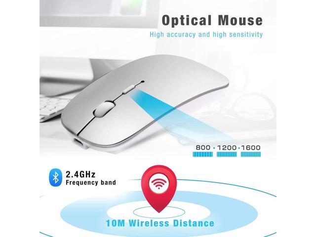 Bluetooth Mouse for Laptop/iPad/iPhone/Mac(iOS 13.1.2 and Above)/Android PC,Wireless Mouse Slim USB Rechargable Quiet Mice Compatible with...