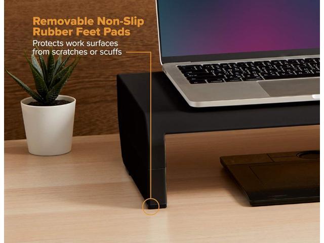 Bostitch Office Konnect Adjustable Monitor Stand Riser, 4 Height Adjustments, Built-In Cable Management, Rubber Feet - Black