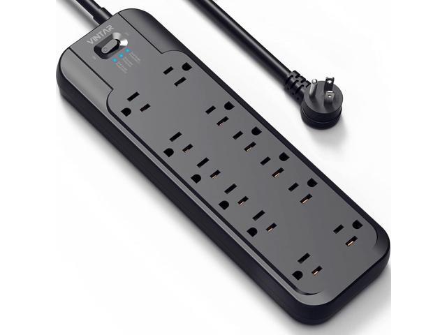 VINTAR Power Strip Surge Protector (2 × 4800 Joules) with 12 AC Outlets,1875W Output, 6ft Long Extension Cord Flat Plug with Dual Surge Protection...