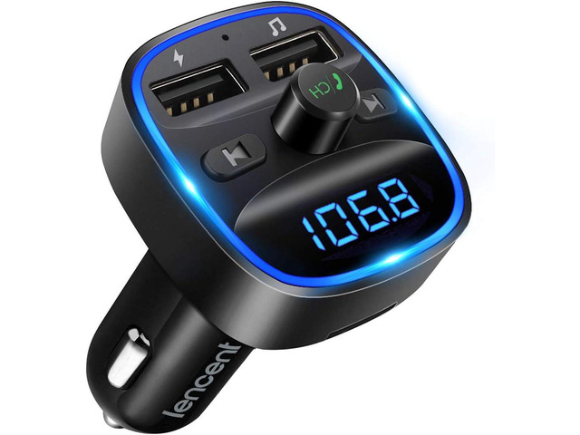 LENCENT FM Transmitter, Bluetooth FM Transmitter Wireless Radio Adapter Car Dual USB Charging, Audio Receiver Car Charger MP3 Player, Support...