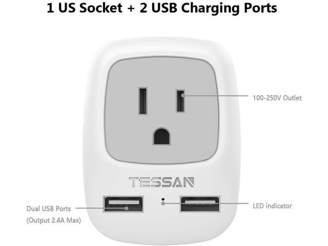 European Travel Plug Adapter 3 Pack, TESSAN International Power Adaptor 2 USB, Type C Outlet Charger USA to Most of Europe EU Spain Iceland Italy...