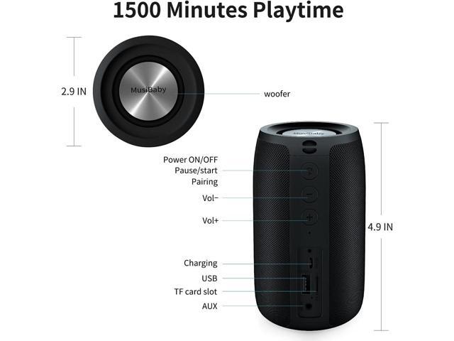 Bluetooth Speaker,MusiBaby Speaker,Wireless,Outdoor, Waterproof,Portable Speaker,Dual Pairing, Bluetooth 5.0,Loud Stereo,Booming Bass,1500 Mins...