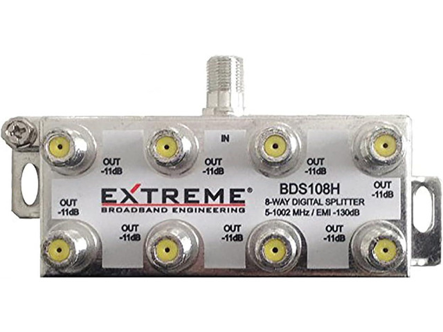 EXTREME 8 WAY BALANCED HD DIGITAL 1GHz HIGH PERFORMANCE HORIZONTAL COAX CABLE SPLITTER - BDS108H