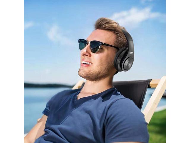 TUINYO Wireless Headphones Over Ear, Bluetooth Headphones with Microphone, Foldable Stereo Wireless Headsetfor Travel Work TV PC Cellphone-Black