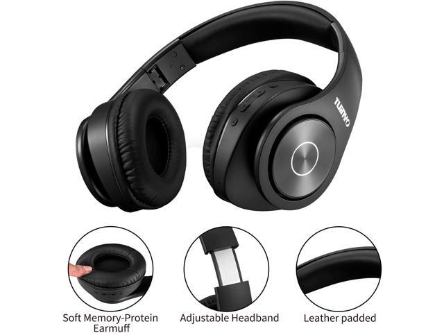 TUINYO Wireless Headphones Over Ear, Bluetooth Headphones with Microphone, Foldable Stereo Wireless Headsetfor Travel Work TV PC Cellphone-Black