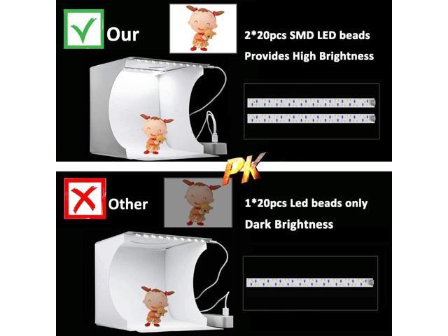 lightbox Photography, Mini Photo Studio Light Box with 40pcs LED Lights, Foldable and Portable Photo Booth+6 Color Backdrops Suitable for Small...