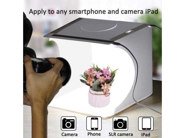 lightbox Photography, Mini Photo Studio Light Box with 40pcs LED Lights, Foldable and Portable Photo Booth+6 Color Backdrops Suitable for Small...