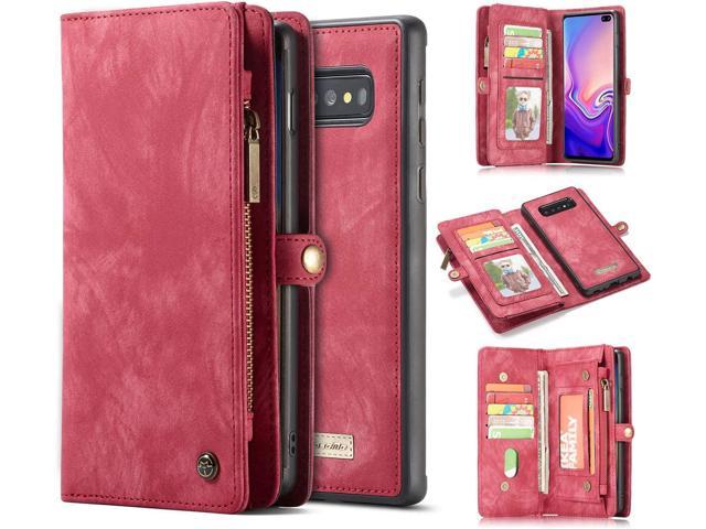 Galaxy S10 Wallet Case, Zipper Purse Leather Shockproof TPU Bumper Detachable Magnetic Flip Case with Card Slots Stand Holder Case for Samsung. (Electronics Computers Handheld Devices Pdas) photo