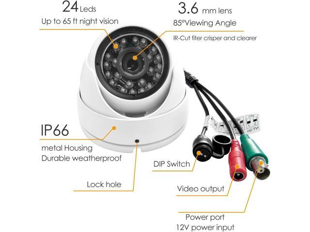 Analog CCTV Camera HD 1080P 4-in-1 (TVI/AHD/CVI/960H Analog) Security Dome Camera Outdoor Metal Housing, 24 IR-LEDs True Day & Night Monitoring...