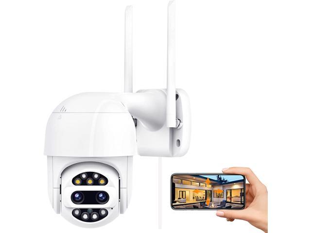 WiFi Camera Outdoor, 360 PTZ Security Camera with 1080P HD Dual Lens, 2-Way Audio, 4X Optical Zoom, Color Night Vision, Motion Detection, IP65.