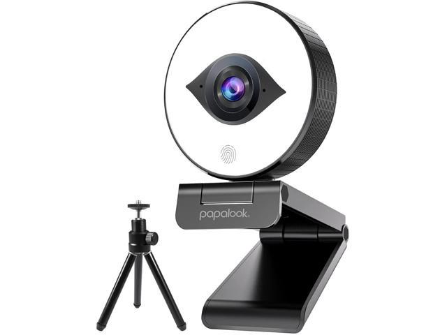 60FPS 1080P Webcam with Ring Light, Auto-Focus with Tripod, papalook PA552 Pro Full HD Streaming Web Camera with Dual Microphones, for PC Mac.