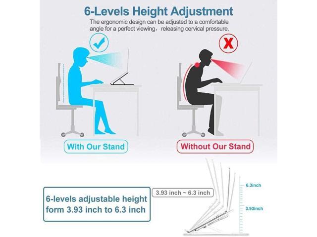 Laptop Stand, Laptop Riser for Desk Portable Desktop Laptop Holder for Desk and Bed, 6-Levels Angles Adjustable Height Notebook Mount,...