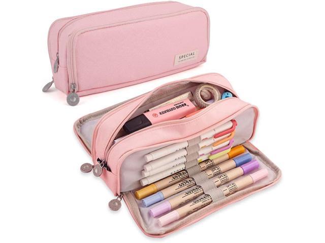 iSuperb Large Pencil Case 3 Compartments Pencil Pouch Big Capacity Pencil Bag Oxford Stationery Storage Pen Bag Cosmetic Makeup Pouch for Women.