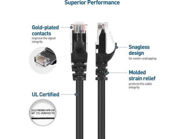 Cable Matters 10Gbps 10-Pack Snagless Short Cat 6 Ethernet Cable 1 ft (Cat 6 Cable, Cat6 Cable, Internet Cable, Network Cable) in Black