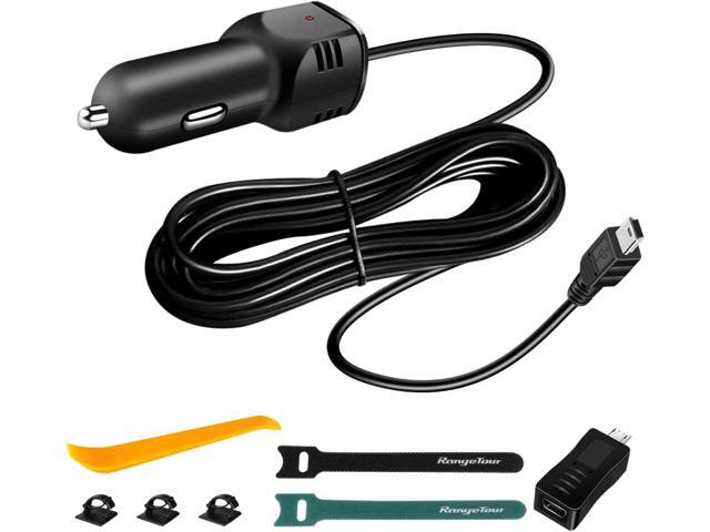 Dash Camera Car Charger, Mini USB and Micro USB Interfaces, Driving Recorders Power Cord Universal Car Adapter Power Cord 3.5m/11.5ft 12V/24V to...