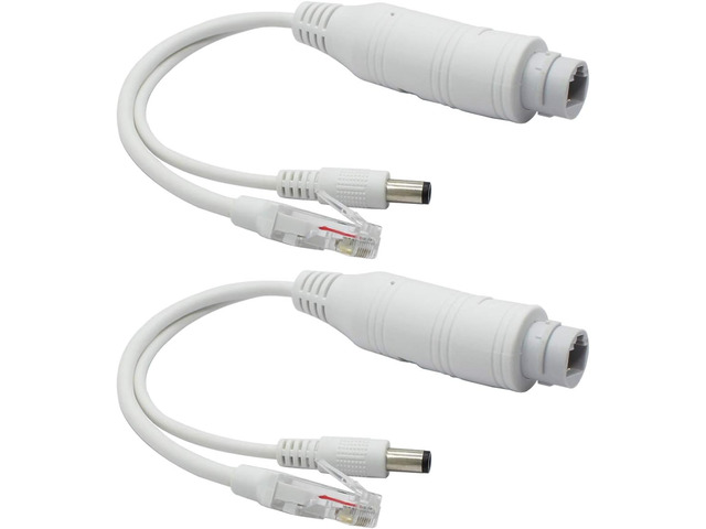 ANVISION 2-Pack Active 48V to 12V Waterproof PoE Splitter Adapter, IEEE 802.3af Compliant 10/100Mbps, for IP Camera AP Voip Phone and More, White