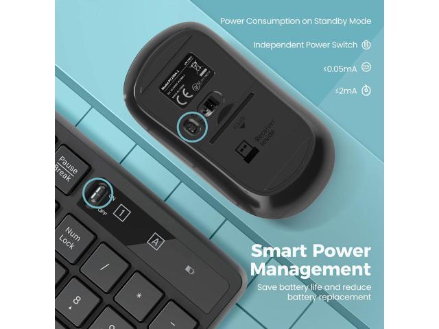 Wireless Keyboard and Mouse Combo, Lovaky 2.4G Full-Sized Ergonomic Keyboard Mouse, 3 DPI Adjustable Cordless USB Keyboard and Mouse, Quiet Click...