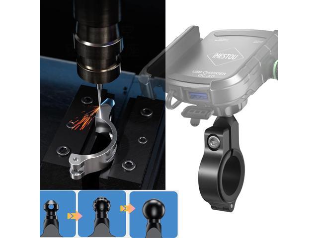 iMESTOU Motorcycle Phone Mount USB Charger Handlebar/Rear-View Mirror Cellphone Holder Aluminum with 17mm Ball Works with 12/24V Motorcycles Quick...