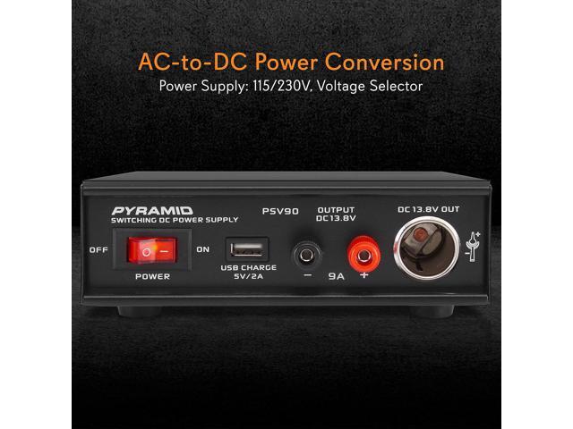 Pyramid Universal Compact Bench Power Supply - 9 Amp Regulated Home Lab Benchtop AC-DC Converter Power Supply for CB Radio, HAM w/ 13.8 Volt DC...