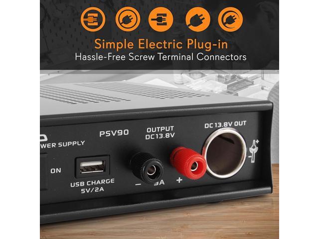 Pyramid Universal Compact Bench Power Supply - 9 Amp Regulated Home Lab Benchtop AC-DC Converter Power Supply for CB Radio, HAM w/ 13.8 Volt DC...