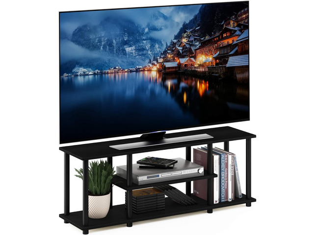 Furinno Turn-N-Tube No Tools 3D 3-Tier Entertainment TV Stand up to 50 inch TV, Round Tubes, Walnut