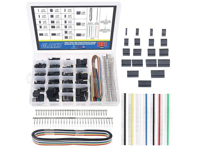 Glarks 1191Pcs 2.54mm Pitch 1 2 3 4 5 6 7 8 9 10 Pin Housing Connector and Male Female Crimp Pins with Pin Header and 10 Wire Rainbow Color Flat...