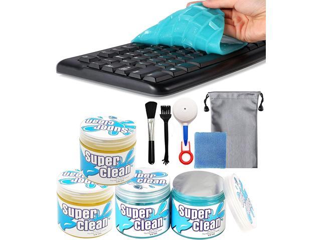 4 Pack Keyboard Cleaner, Cleaning Gels with 6 Cleaning Kit, Car Interior Cleaner Putty for PC Tablet Laptop Keyboard, Car Vents, Printers.