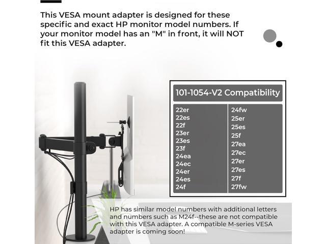 HumanCentric VESA Mount Adapter for HP Monitors 22er, 22es, 22f, 23er, 23es, 23f, 24ea, 24ec, 24er, 24es, 24f, 24fw, 25er, 25es, 25f, 27er, 27ea,...