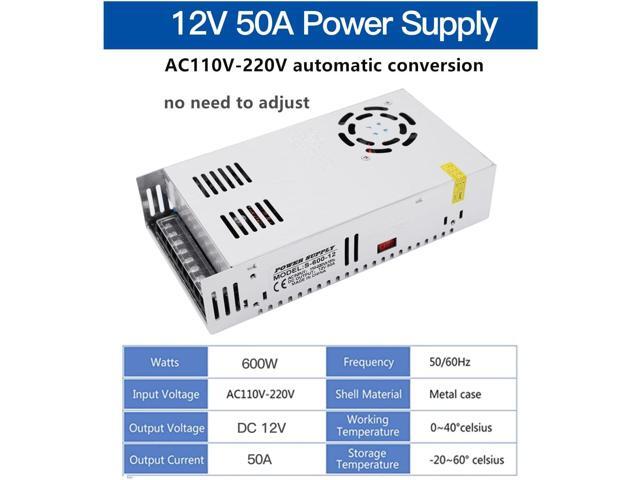 DC 12V 50A 600W Power Supply Adapter Transformer Switch AC 110V / 220V to DC 12V 20amp Switching Converter LED Driver for LED Strip Light CCTV...