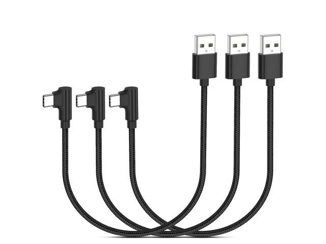 1ft Right Angle USB C Cable Fast Charging, 3 Pack 90 Degree USB A to USB Type C Cord Short 3A Compatible with Samsung Galaxy Note 10 S9 S10 S20 S21...