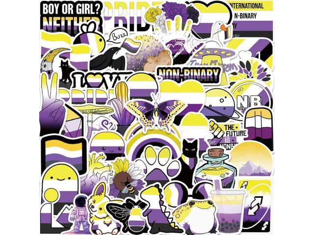 Nonbinary Pride Stickers LGBT Pride Non Binary Stickers - Perfect for Water Bottle Laptop Scrapbooking Decals Nonbinary Pride Gift(50PCS)