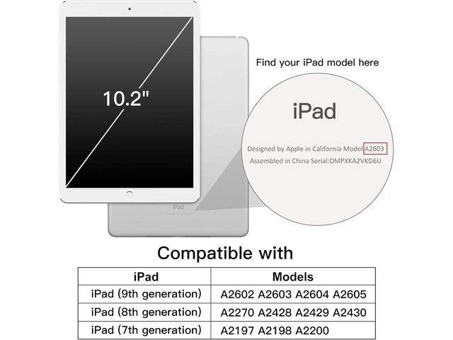 JETech Case for iPad 10.2 Inch 2021/2020/2019 (9th/8th/7th) Model with Pencil Holder, Slim Tablet Cover with Soft TPU Back, Auto Wake/Sleep (Black)