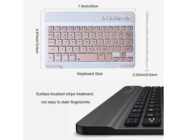 Ultra-Slim Bluetooth Keyboard Portable Rechargeable Wireless Keyboard Compact for Android Windows Tablet Cell Phone iOS iPhone iPad, iPad Pro, iPad...