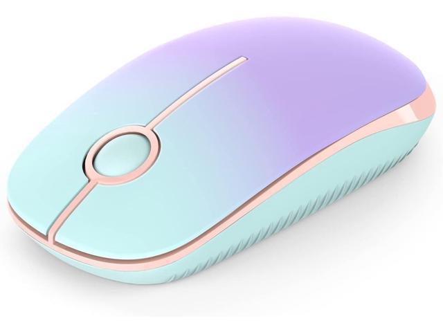 Wireless Mouse, Vssoplor 2.4G Slim Portable Computer Mice with Nano Receiver for Notebook, PC, Laptop, Computer (Mint Green to Purple)