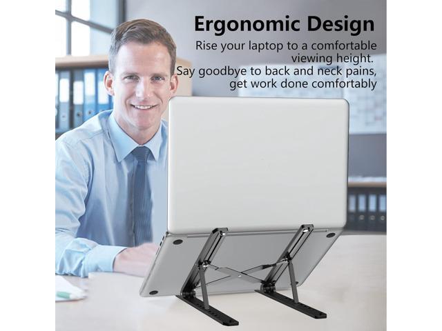 Tonmom Laptop Stand for Desk, Adjustable Laptop Riser ABS+Silicone Foldable Portable Laptop Holder, Ventilated Cooling Notebook Stand for 10-15.6...