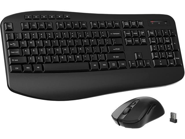 Wireless Keyboard and Mouse Combo, Keyboard and Mouse Wireless, 2.4 GHz Wireless Receiver Keyboard Mouse Combo, Ergonomic Keyboard with 3.