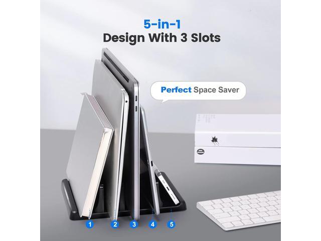 EAXBUX 3-Slot Vertical Laptop Stand Holder,Adjustable ABS Plastic Desktop Notebook Dock,Vertical Laptop Stand Space-Saving for All...