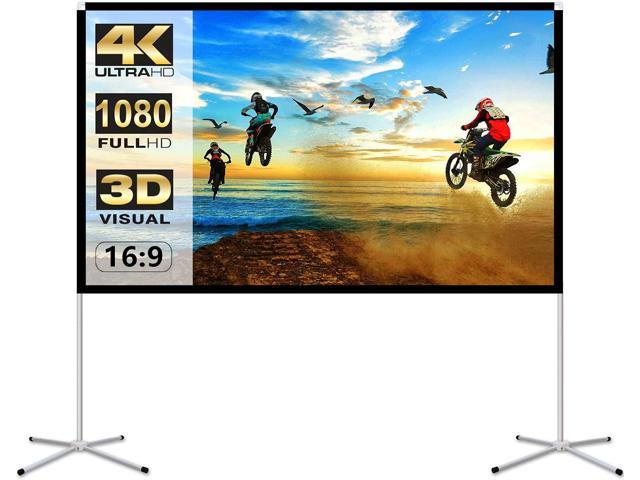 Projector Screen with Stand 100 inch Portable Projection Screen and Stand 16:9 4K HD Rear Front Projections Movies Screen with Carry Bag for Indoor.