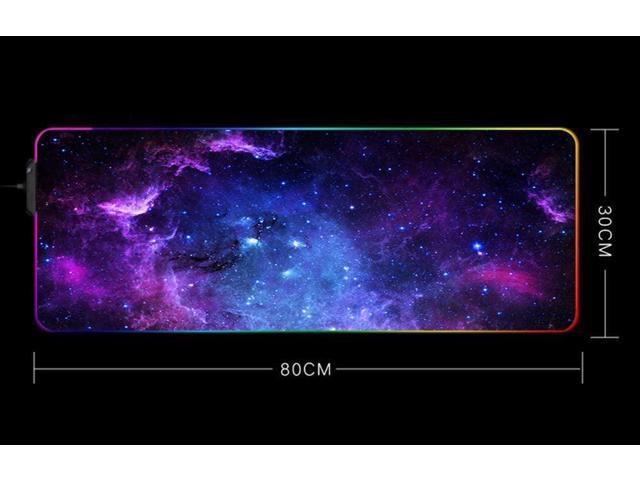 Large Gaming Mouse Pad RGB - Extended Glowing Led Keyboard Mouse Mat, Non-Slip Rubber Base Mousepad for Gaming Surface/Office - Galaxy